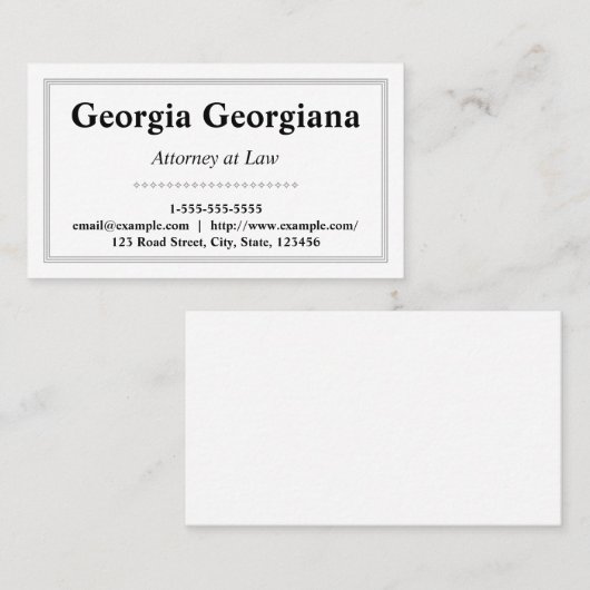 Schoon en minimalistisch met drieletterige rand visitekaartje (Voorkant / Achterkant)