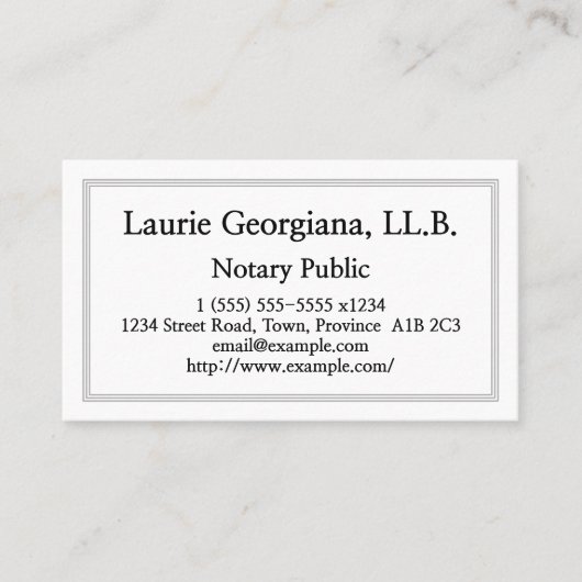 Schoon en  Notarisch Visitekaartje (Voorkant)