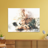 Schoon en schattig slapend waterverf kitten canvas afdruk (Insitu (Woonkamer))