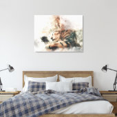 Schoon en schattig slapend waterverf kitten canvas afdruk (Insitu (Slaapkamer))