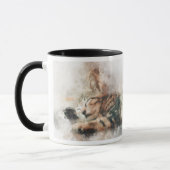 Schoon en schattig slapend waterverf kitten mok (Links)