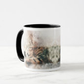 Schoon en schattig slapend waterverf kitten mok (Voorkant links)