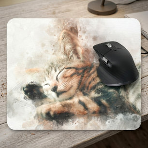 Schoon en schattig slapend waterverf kitten muismat