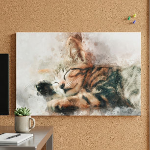 Schoon en schattig slapend waterverf kitten poster