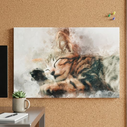 Schoon en schattig slapend waterverf kitten poster