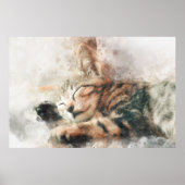 Schoon en schattig slapend waterverf kitten poster (Voorkant)