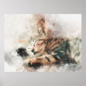 Schoon en schattig slapend waterverf kitten poster (Voorkant)