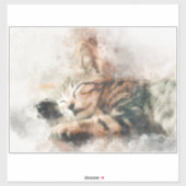 Schoon en schattig slapend waterverf kitten sticker (Vel)