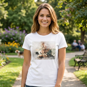 Schoon en schattig slapend waterverf kitten t-shirt
