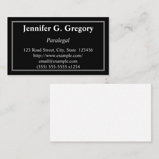 Schoon en traditioneel paralegaal Visitekaartje (Voorkant / Achterkant)
