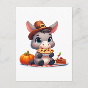 Schoon Ezeltje Eet Thanksgiving Taart Briefkaart