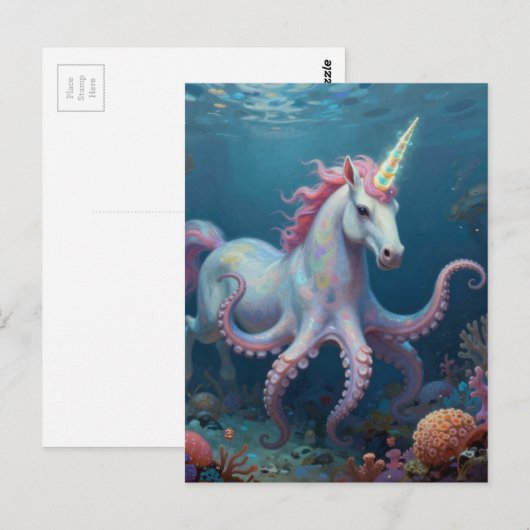 Schoon Fantasie Eenhoorn Octopus Briefkaart (Voorkant / Achterkant)
