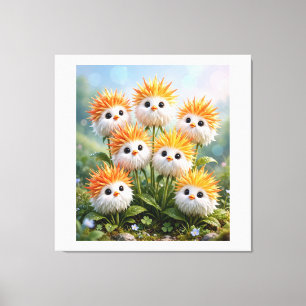 Schoon Fantasie Kuiken Bloemen Uitgerekte Canvas M Afdruk