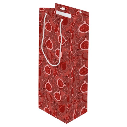 Schoon fruitpatroon van rode vijgen wijn cadeautas (Voorkant Gekanteld)
