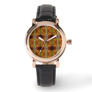 Schoon gebrandschilderd raam patroon  horloge