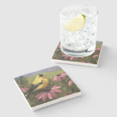 Schoon Geel Vogelfijn Kunst Stenen Onderzetter (Zijkant)