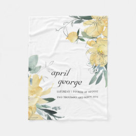 SCHOON GELLOW GROENE FLORAAL WATECOLOR BIRTHDAY FLEECE DEKEN