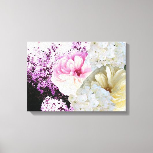 Schoon gemengd bloemenschilderij op canvas afdruk (Voorkant)