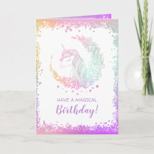 Schoon Glitter Magisch Eenhoorn Verjaardag Kaart