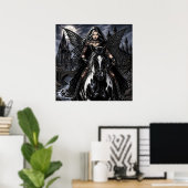 Schoon gotisch fee op zwart paard  poster (Thuiskantoor)