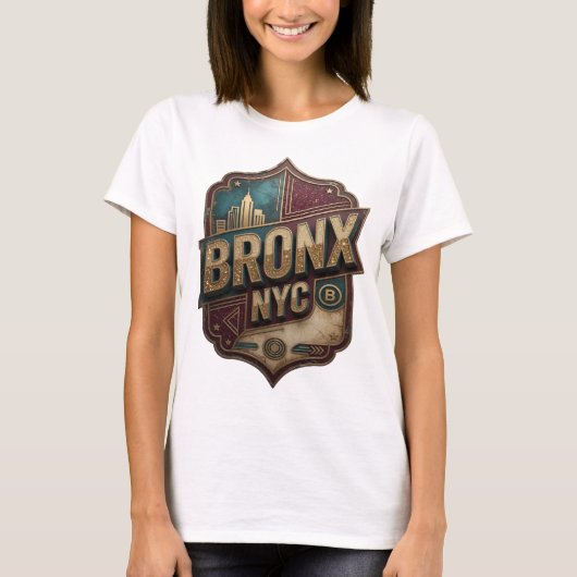 Schoon Goud BRONX NYC Slogan T-shirt (Voorkant)