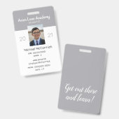 Schoon Grijs Huisonderwijs Student ID Badge (Voor- en achterkant)