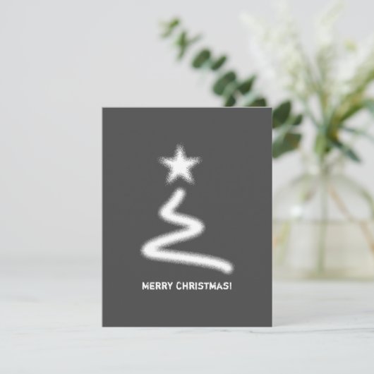 Schoon Grijs Zakelijk QR Code Kerstboom Feestdagenkaart (Staand voorkant)