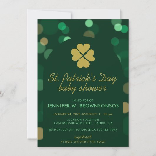 Schoon Groen Eenvoudig Bokeh St Patricks Dag Kaart (Voorkant)