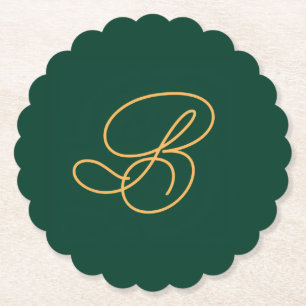 Schoon Groen & Goud Monogram Initiaal Kartonnen Onderzetters