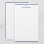 Schoon Groen Marine Blauw Monogrammed Briefpapier (Voorkant / Achterkant)