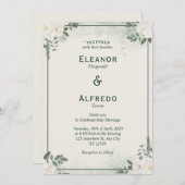 Schoon groen minimalistische bruiloft uitnodiging (Voorkant / Achterkant)