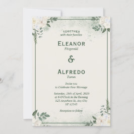 Schoon groen minimalistische bruiloft uitnodiging