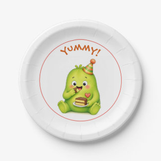 Schoon Groen Monster Verjaardagsfeestje Papieren B Bordje