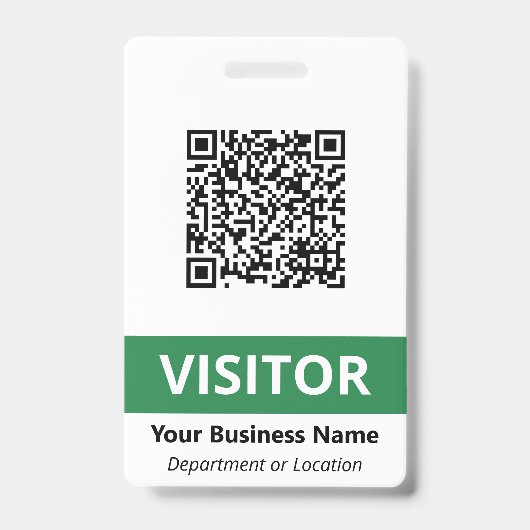Schoon Groen Witte Bezoeker Uw QR-code Badge (Voorzijde)