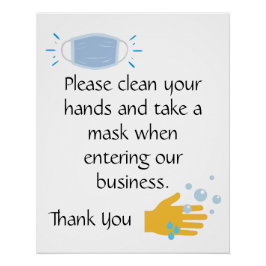 Schoon handen en neem een masker perfect poster