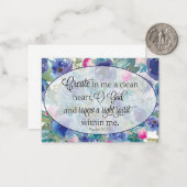 Schoon hart blauw en roze bloemig notitiekaartje (Voorkant / Achterkant in situ)