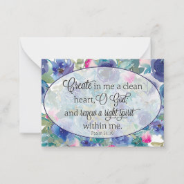 Schoon hart blauw en roze bloemmotief notitiekaartje