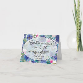 Schoon hart blauw en roze bloemmotief notitiekaartje