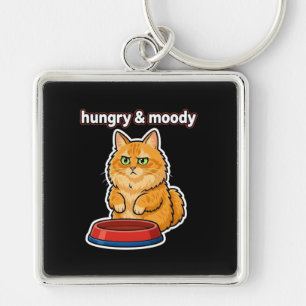 Schoon, hongerig en humeurig oranje kattenmeme-sle sleutelhanger