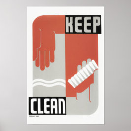Schoon houden - de Druk van WPA van de gezondheids Poster