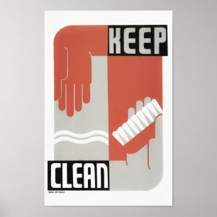 Schoon houden - de Druk van WPA van de gezondheids Poster