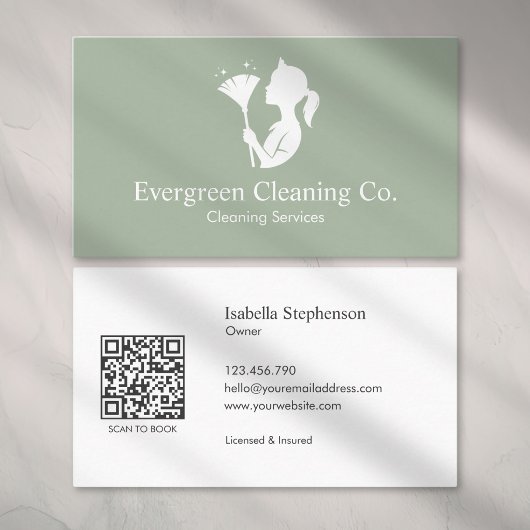 Schoon Huis Schoonmaakdienst Minimal QR Code Visitekaartje