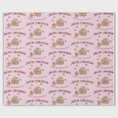 Schoon huis van gemberkoek Roze Kerstmis Cadeaupapier (Vlak)
