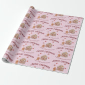 Schoon huis van gemberkoek Roze Kerstmis Cadeaupapier (Uitgerold)
