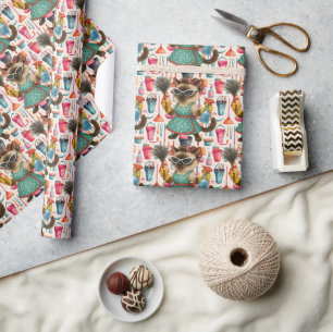 Schoon Huis Vrouw Kat is het huis aan het schoonma Cadeaupapier