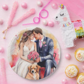 Schoon Huwelijkskoppel Waterverf Papieren Bordje (Feest)