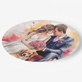 Schoon Huwelijkskoppel Waterverf Papieren Bordje (Gekanteld)