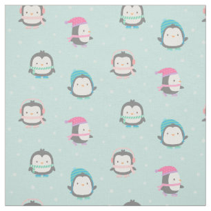 Schoon Ijsdansende Pinguïns Kerstpatroon Stof