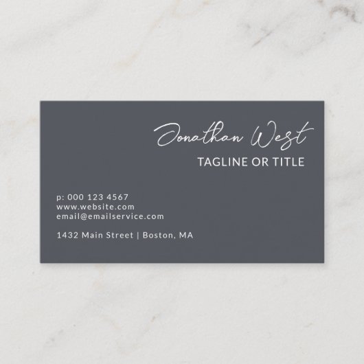 Schoon ijzer grijs naam in handtekening script een visitekaartje (Voorkant)