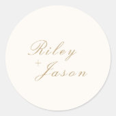 Schoon Ivoor en Goud Elegante bruiloft Ronde Sticker (Voorkant)